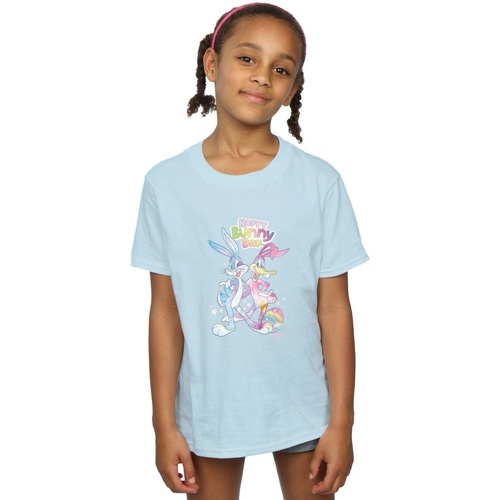 textil Niña Camisetas manga larga Dessins Animés Bugs And Daffy Happy Bunny Day Azul