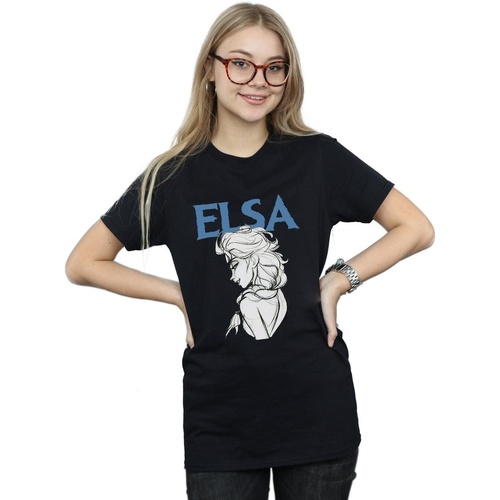 textil Mujer Camisetas manga larga Disney Frozen Elsa Profile Sketch Negro