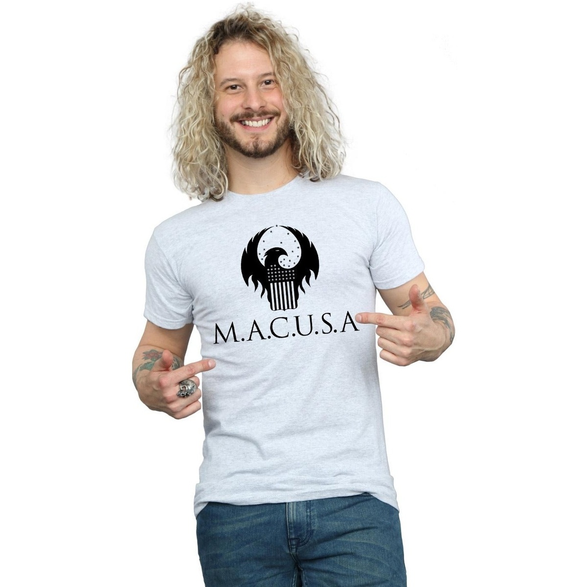 textil Hombre Camisetas manga larga Fantastic Beasts MACUSA Logo Gris