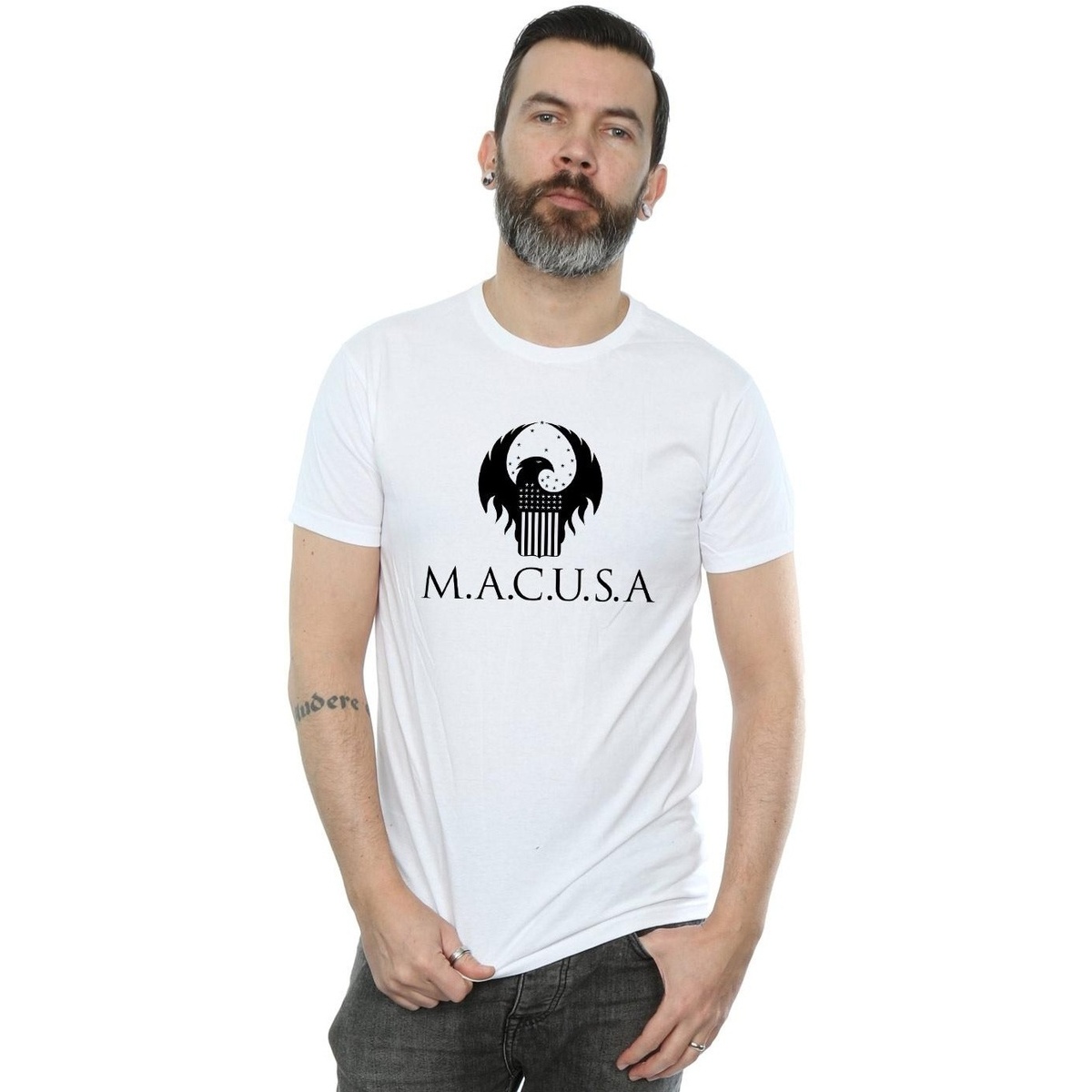 textil Hombre Camisetas manga larga Fantastic Beasts MACUSA Logo Blanco