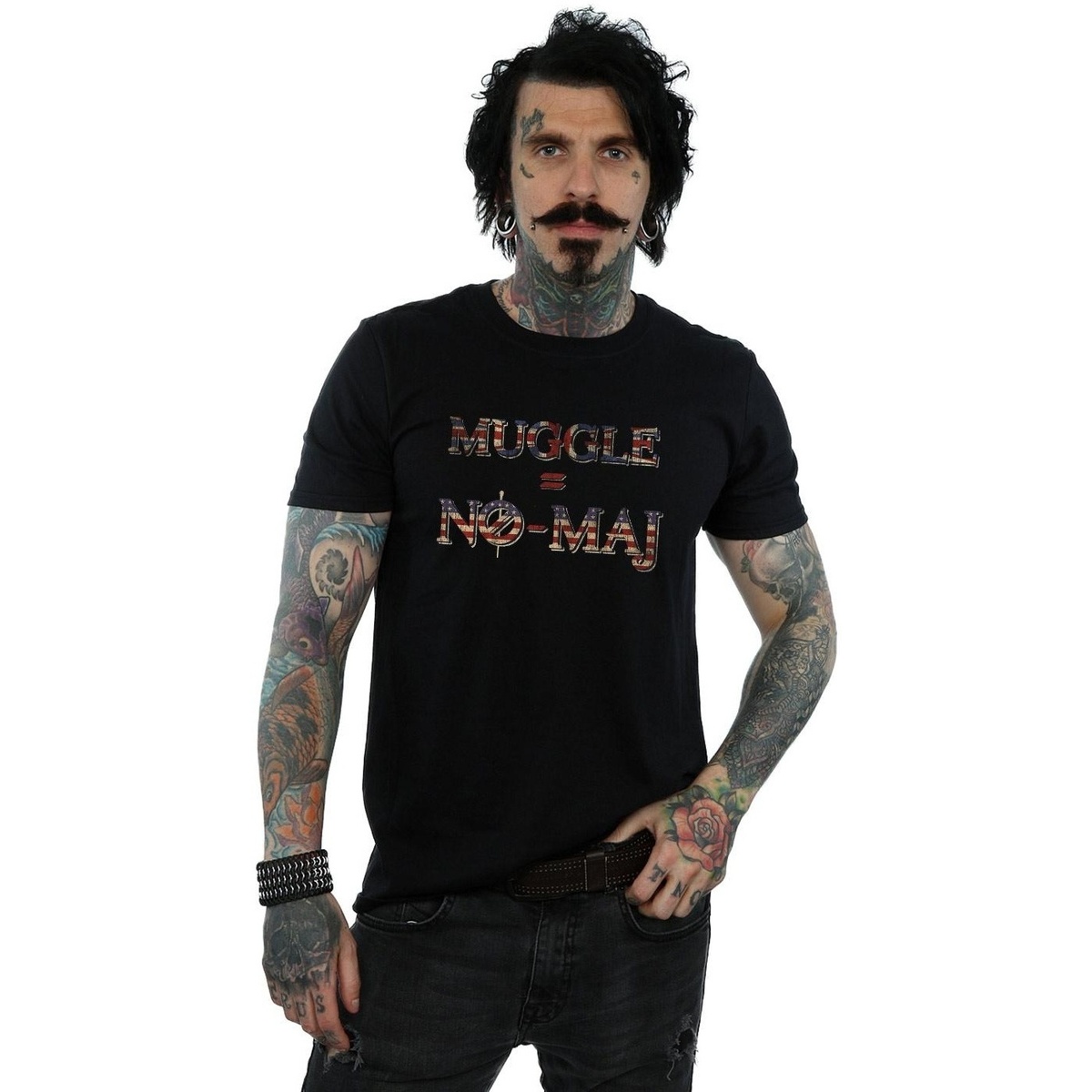 textil Hombre Camisetas manga larga Fantastic Beasts No Muggle No Maj Negro