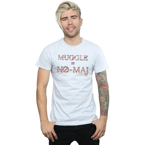textil Hombre Camisetas manga larga Fantastic Beasts No Muggle No Maj Gris