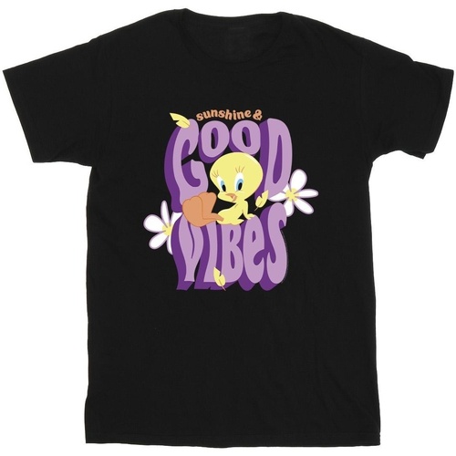 textil Niña Camisetas manga larga Dessins Animés Tweeday Sunshine & Good Vibes Negro