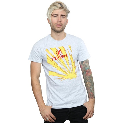 textil Hombre Camisetas manga larga Dc Comics The Flash Lightning Bolts Gris