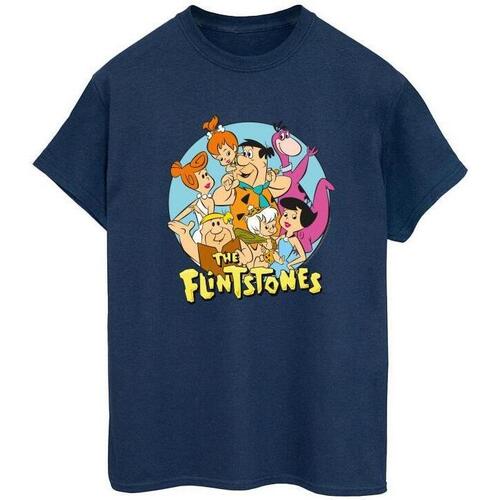 textil Hombre Camisetas manga larga The Flintstones Group Circle Azul