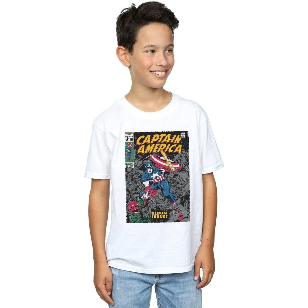 textil Niño Camisetas manga corta Marvel Captain America Album Issue Cover Blanco