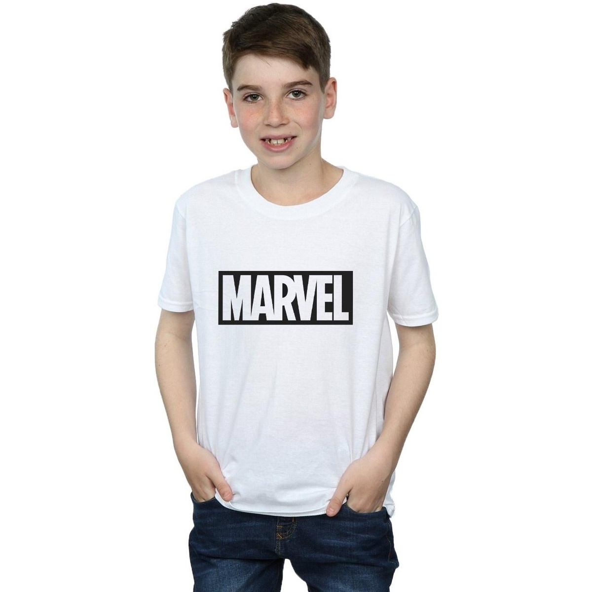 textil Niño Camisetas manga corta Marvel Logo Outline Blanco