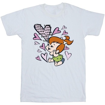 textil Hombre Camisetas manga larga The Flintstones Pebbles Love Love Love Blanco