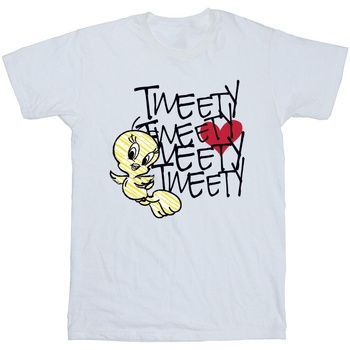 textil Niña Camisetas manga larga Dessins Animés Tweety Love Heart Blanco