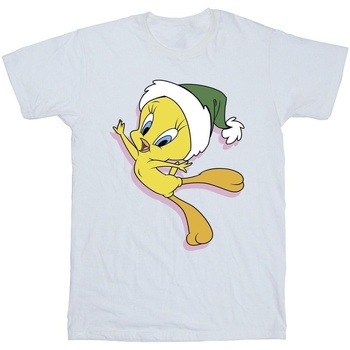 textil Niña Camisetas manga larga Dessins Animés Tweety Christmas Hat Blanco