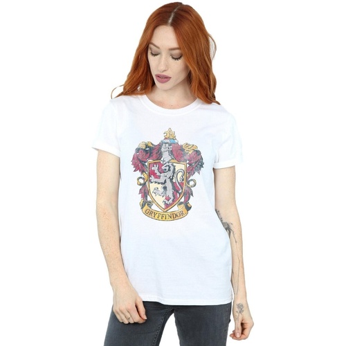 textil Mujer Camisetas manga larga Harry Potter Gryffindor Distressed Crest Blanco