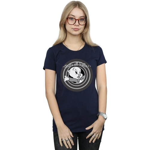 textil Mujer Camisetas manga larga Dessins Animés Porky Pig That's All Folks Azul