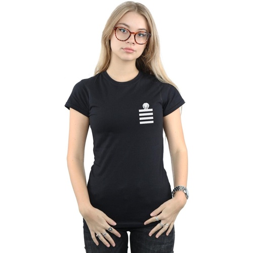 textil Mujer Camisetas manga larga Dessins Animés Tweety Pie Striped Faux Pocket Negro