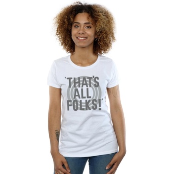 textil Mujer Camisetas manga larga Dessins Animés That's All Folks Text Blanco