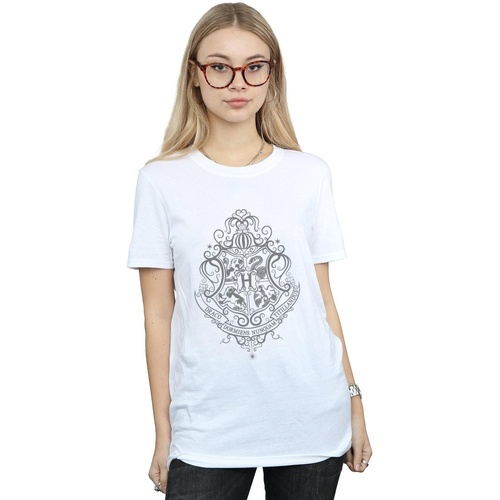 textil Mujer Camisetas manga larga Harry Potter Hogwarts Draco Dormiens Crest Blanco