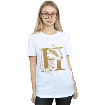 textil Mujer Camisetas manga larga Harry Potter Hufflepuff Glitter Blanco