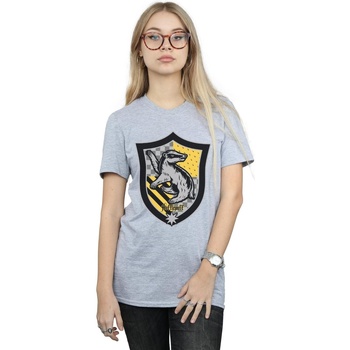 textil Mujer Camisetas manga larga Harry Potter Hufflepuff Crest Flat Gris