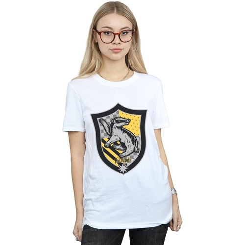 textil Mujer Camisetas manga larga Harry Potter Hufflepuff Crest Flat Blanco