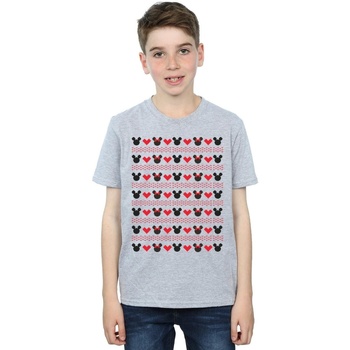 textil Niño Camisetas manga corta Disney Mickey And Minnie Christmas Hearts Gris