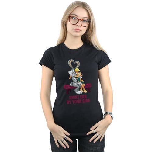 textil Mujer Camisetas manga larga Dessins Animés Bugs And Lola Valentine's Cuddle Negro