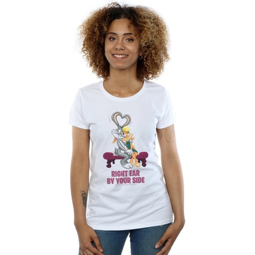 textil Mujer Camisetas manga larga Dessins Animés Bugs And Lola Valentine's Cuddle Blanco