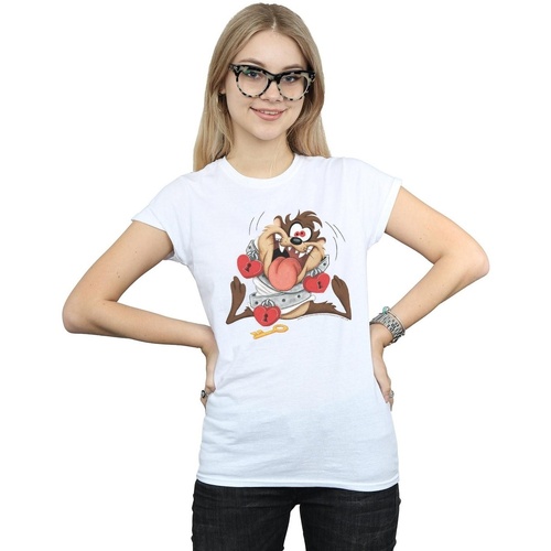 textil Mujer Camisetas manga larga Dessins Animés Taz Valentine's Day Madly In Love Blanco