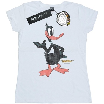 textil Mujer Camisetas manga larga Dessins Animés Daffy Duck Distressed Blanco