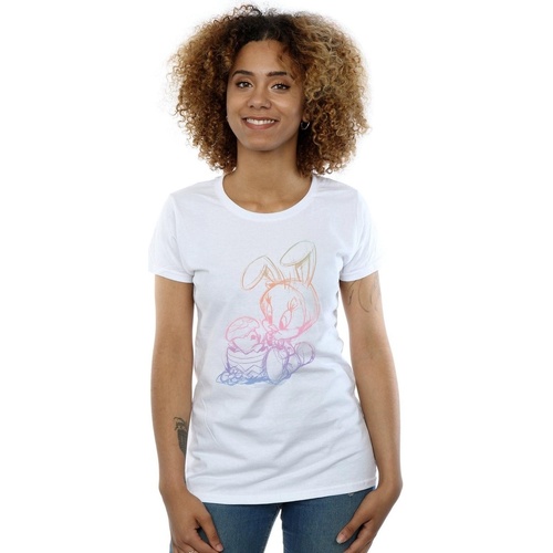 textil Mujer Camisetas manga larga Dessins Animés Tweety Pie Easter Egg Sketch Blanco