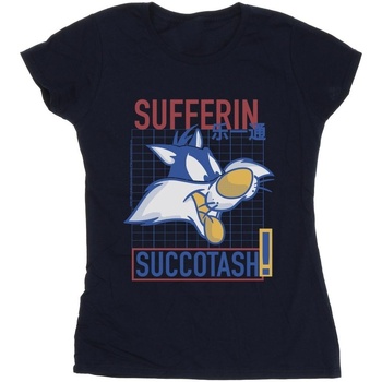 textil Mujer Camisetas manga larga Dessins Animés Sylvester Sufferin Succotash Azul