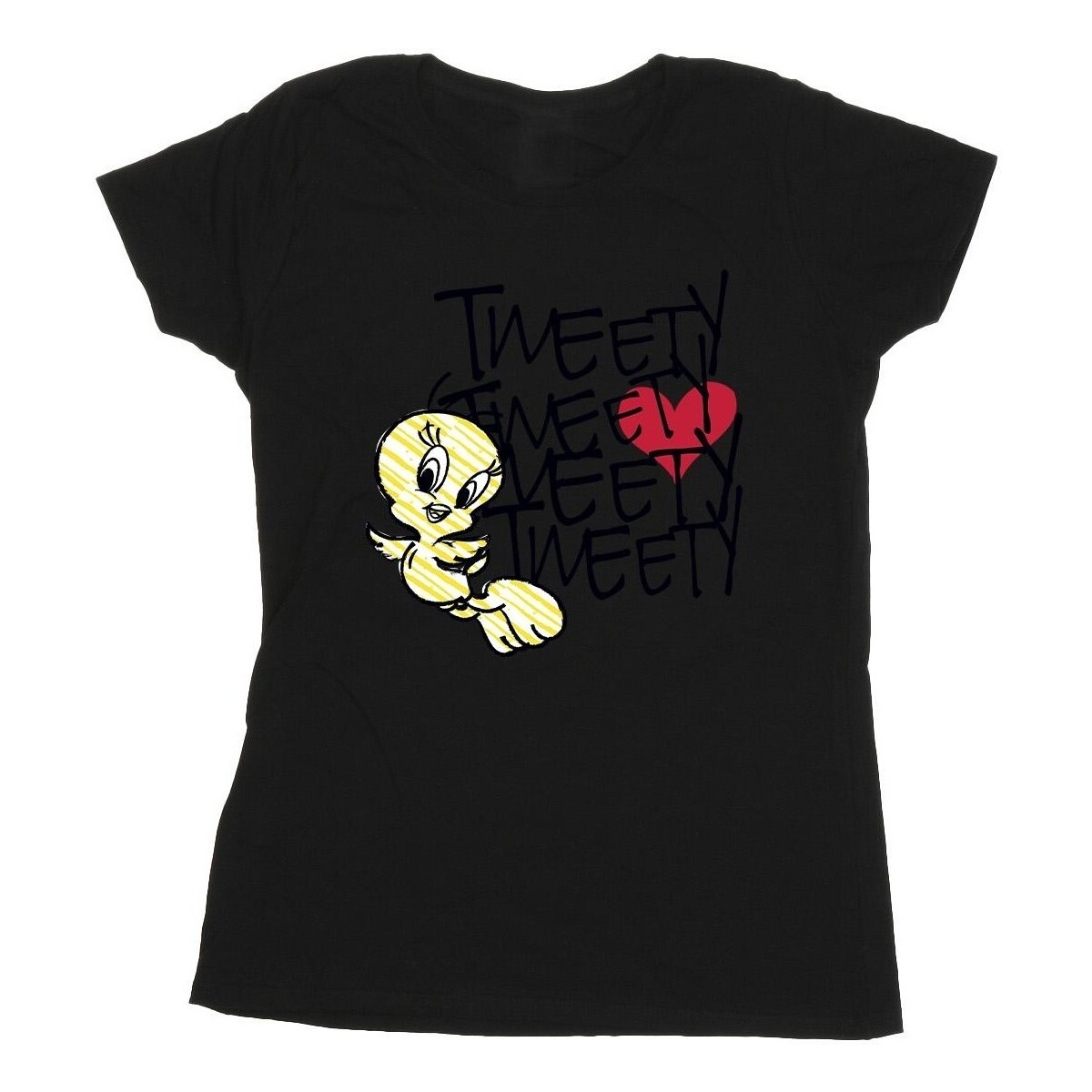 textil Mujer Camisetas manga larga Dessins Animés Tweety Love Heart Negro