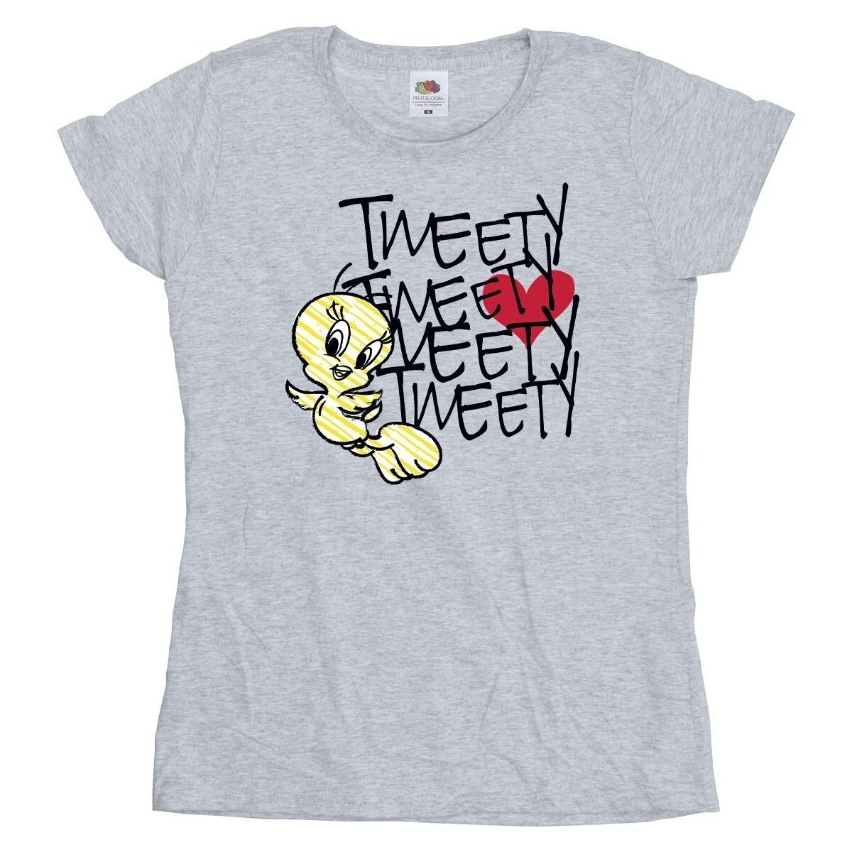 textil Mujer Camisetas manga larga Dessins Animés Tweety Love Heart Gris