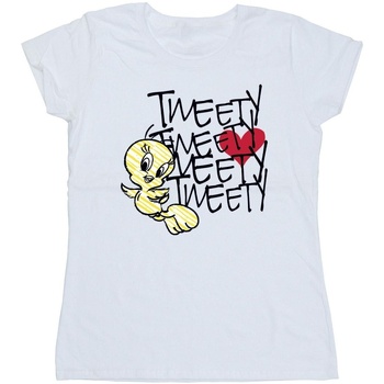 textil Mujer Camisetas manga larga Dessins Animés Tweety Love Heart Blanco