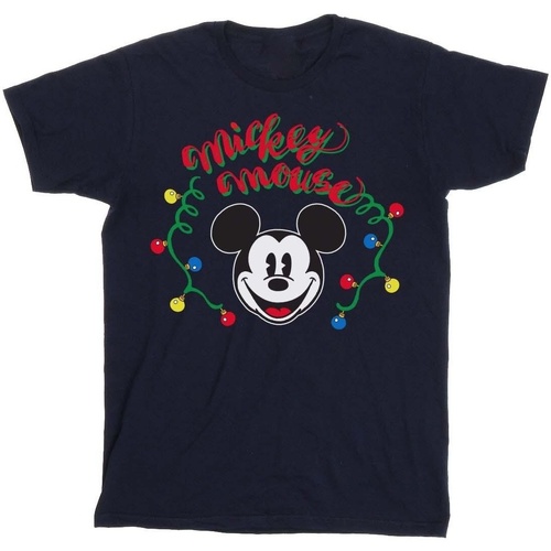 textil Niño Camisetas manga corta Disney Mickey Mouse Christmas Light Bulbs Azul
