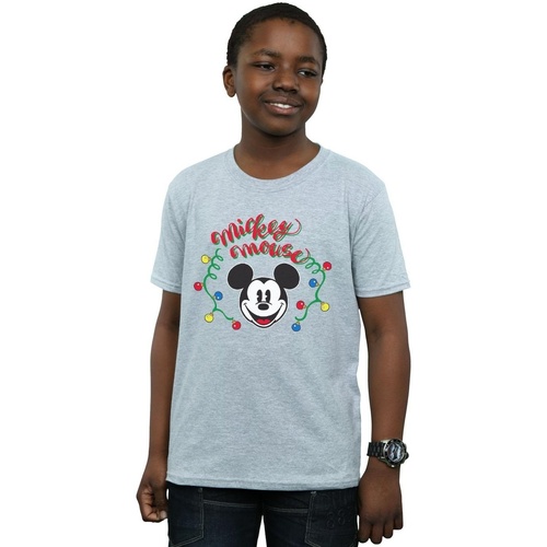 textil Niño Camisetas manga corta Disney Mickey Mouse Christmas Light Bulbs Gris
