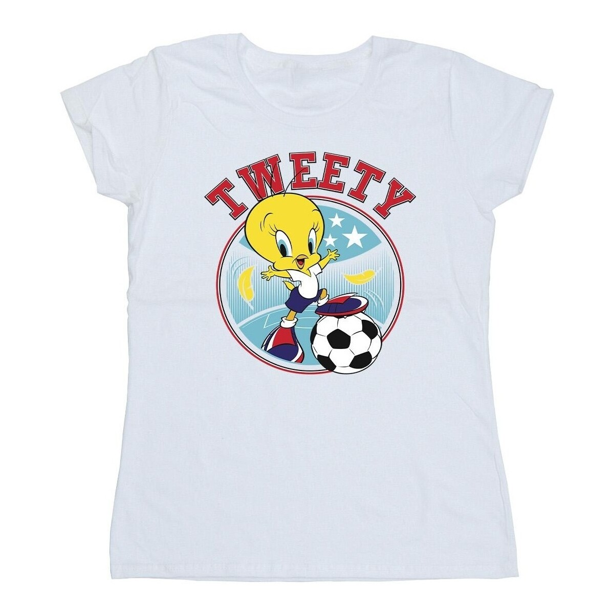 textil Mujer Camisetas manga larga Dessins Animés Tweety Football Circle Blanco