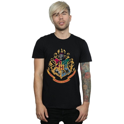 textil Hombre Camisetas manga larga Harry Potter Hogwarts Crest Gold Ink Negro