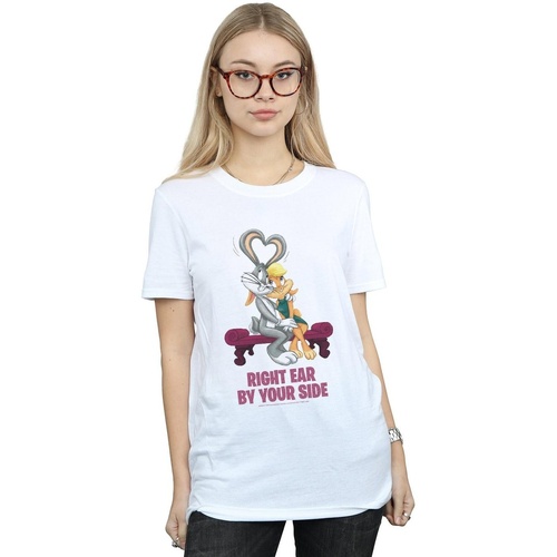 textil Mujer Camisetas manga larga Dessins Animés Bugs And Lola Valentine's Cuddle Blanco