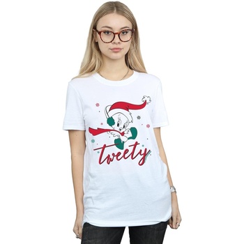 textil Mujer Camisetas manga larga Dessins Animés Tweety Pie Christmas Blanco