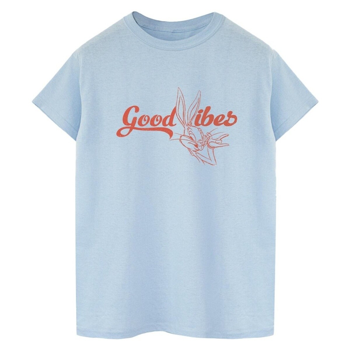 textil Mujer Camisetas manga larga Dessins Animés Bugs Bunny Good Vibes Azul