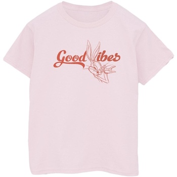textil Mujer Camisetas manga larga Dessins Animés Bugs Bunny Good Vibes Rojo