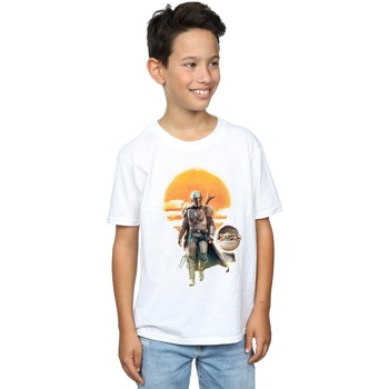 textil Niño Camisetas manga corta Disney The Mandalorian Sunset Poster Blanco
