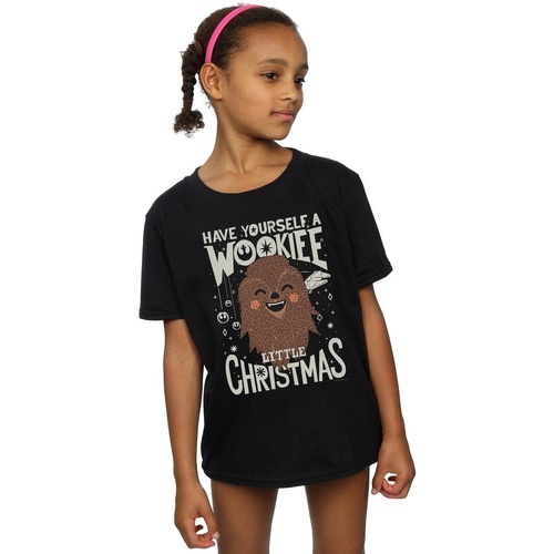 textil Niña Camisetas manga larga Disney Wookiee Little Christmas Negro