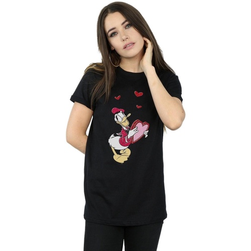 textil Mujer Camisetas manga larga Disney Donald Duck Love Heart Negro