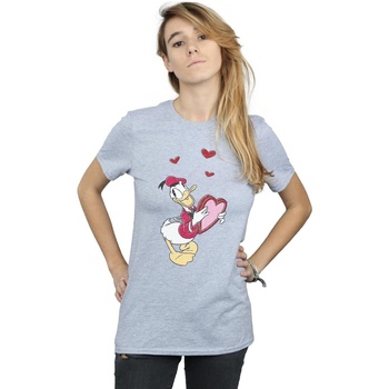 textil Mujer Camisetas manga larga Disney Donald Duck Love Heart Gris