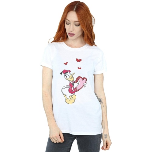 textil Mujer Camisetas manga larga Disney Donald Duck Love Heart Blanco