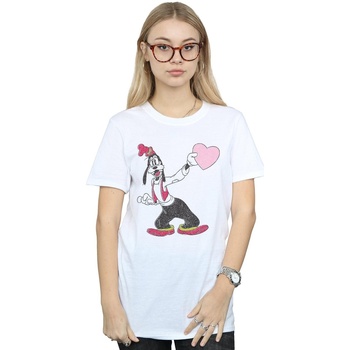 textil Mujer Camisetas manga larga Disney Goofy Love Heart Blanco