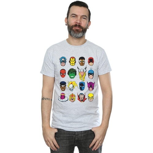 textil Hombre Camisetas manga larga Marvel Comics Faces Gris