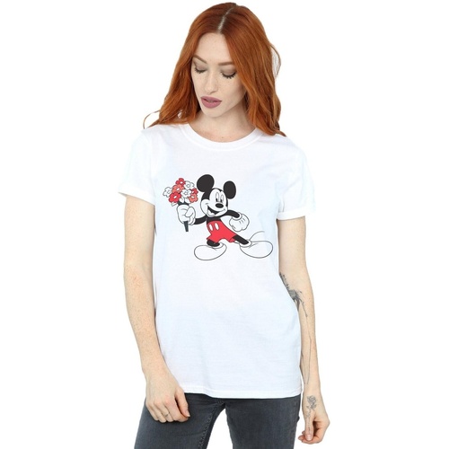 textil Mujer Camisetas manga larga Disney Mickey Mouse Flowers Blanco