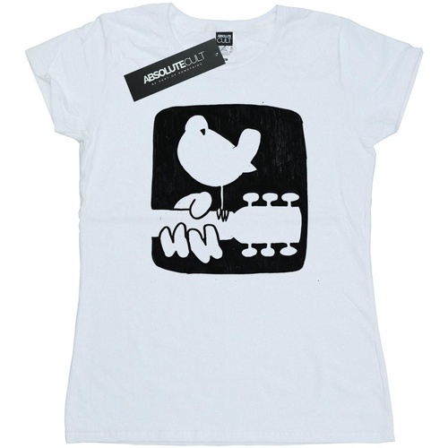 textil Mujer Camisetas manga larga Woodstock Guitar Logo Blanco