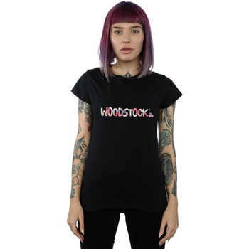 textil Mujer Camisetas manga larga Woodstock Logo Floral Negro